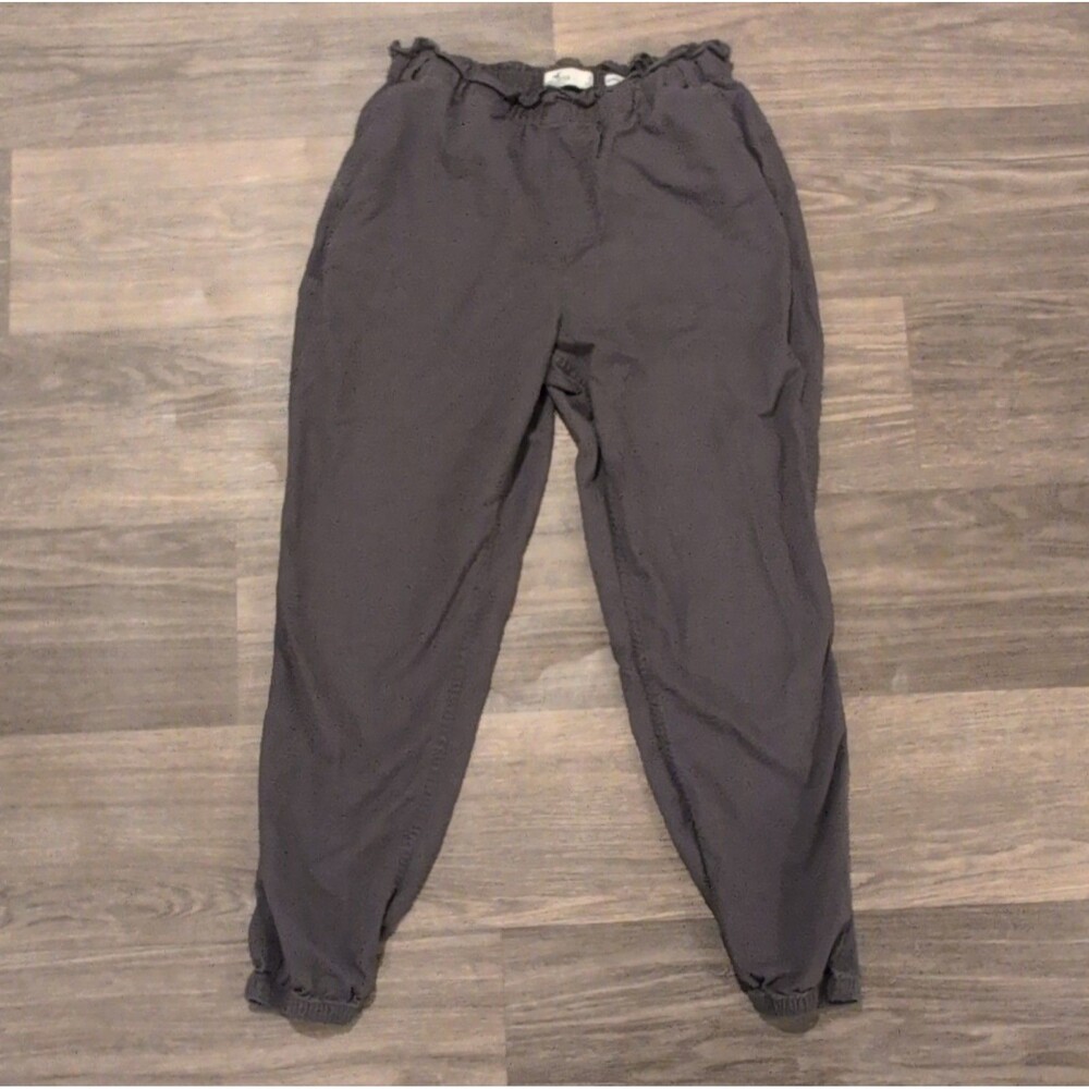 Hollister Women's Gray Ultra High-Rise Jogger Pants Ruffle Waist Elastic